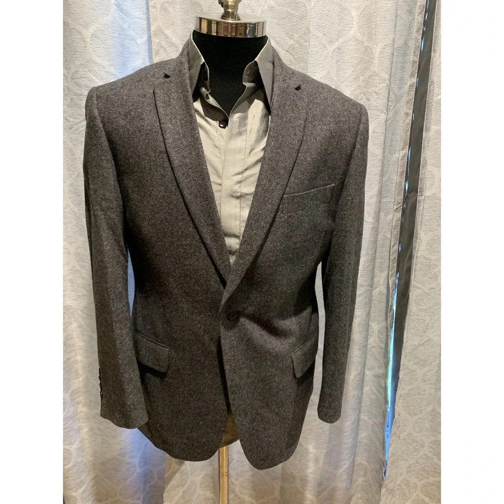 Vtg John Varvatos * USA Gray Fleck Wool Blend Sports Coat Blazer 44 R College